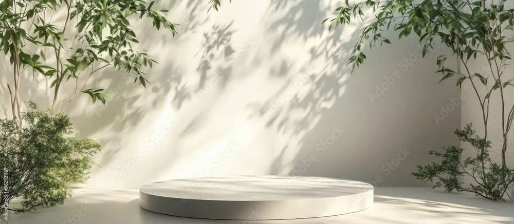 Aufkleber subtle architectural botanical backdrop with wall shadow modern frame cover card postcard display po