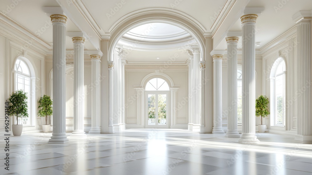 Poster Classic semicircular interior design featuring columns in 3D rendering