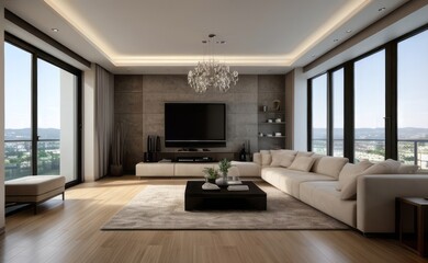 Fototapeta premium Modern luxury living room interior design