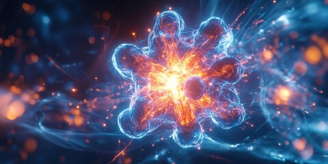 Abstract representation of a molecular structure showcasing vibrant colors and intricate details, ideal for science and technology themes.