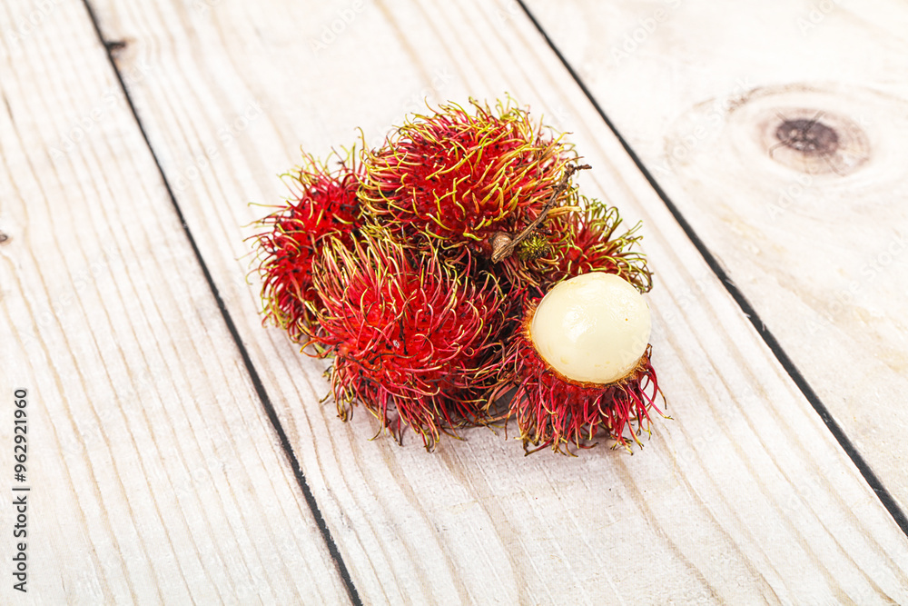 Sticker Sweet and juicy tropical rambutan