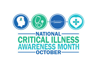 National Critical Illness Awareness Month. October. Holiday concept. Template for background, banner, card, poster with text inscription. Vector illustration