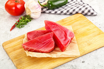 Raw fresh tuna fish steak