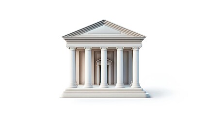 Obraz premium A detailed bank building icon with realistic columns on a white background.