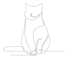 Continuous one line art of a cat.