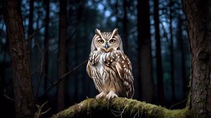Obraz premium great horned owl on branch