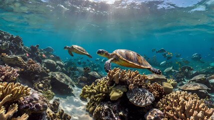 Obraz premium turtle swimming in the ocean