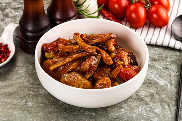 Asian cuisine pork in oyster sauce