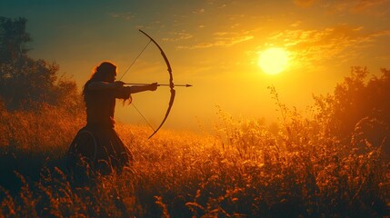 Wheelchair Archer in Action, a determined archer in a wheelchair focuses intently on a target, embodying strength and precision in sportsmanship.