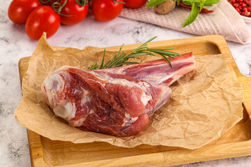 Raw lamb shank for cooking