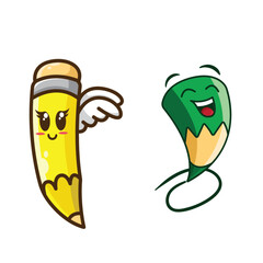 yellow green cute pencil illustration art vector