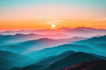 Obraz premium Breathtaking mountain landscape with colorful sunrise sky