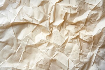 Obraz premium Crumpled paper texture close-up. Folded white paper surface with curled edges. Blurred background highlights paper details. Perfect for design, art, and creative projects.