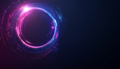 Abstract futuristic technology background with digital glowing rings and blue, purple light vector 