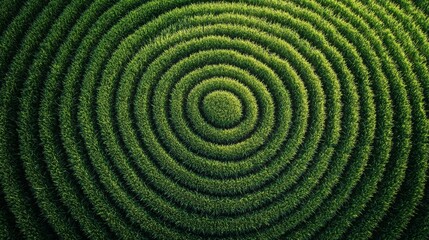 Fototapeta premium Aerial View of Green Concentric Circles in a Field