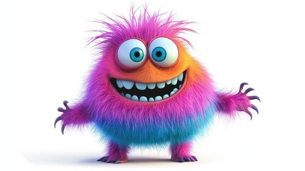 Cute and funny monster isolated photo for kids on white background