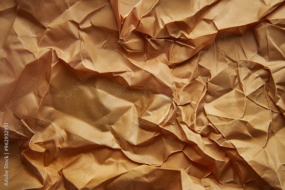 Poster crumpled brown paper texture background for craft projects. close-up view of folded and creased pape