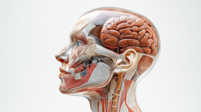 Human sculp isolated on white background. Brain on white background. 