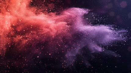 Fototapeta premium An artistic depiction of a cosmic explosion in vibrant, colorful hues against the backdrop of space.