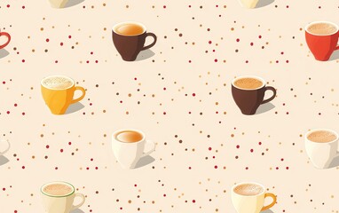 Obraz premium Colorful Coffee Cups Pattern