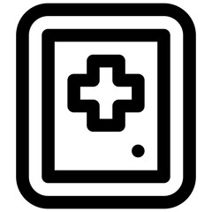 Obraz premium First aid cabinet. Editable stroke vector icon.