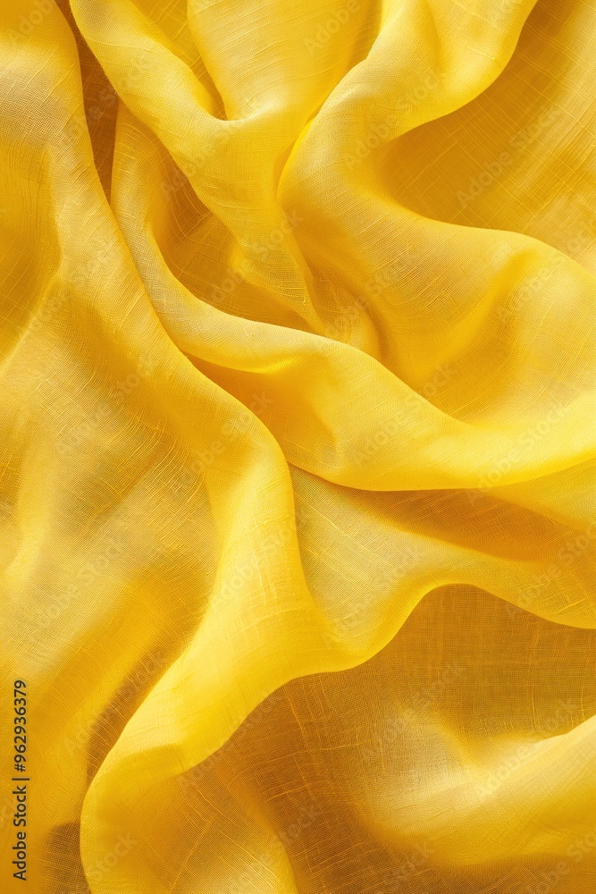 Poster yellow blazer fabric close-up. vibrant yellow textile with subtle texture and sheen. folded design c