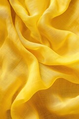 Yellow blazer fabric close-up. Vibrant yellow textile with subtle texture and sheen. Folded design creates movement effect. Blurred background highlights fabric details.