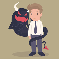 Businessman standing own evil shadow illustration Vector