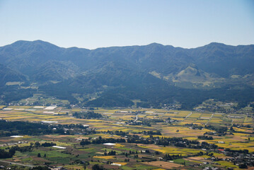 阿蘇山と広大な田園風景