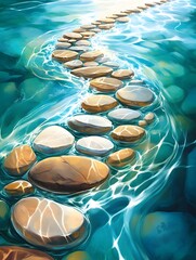 Stepping Stones in Turquoise Water.