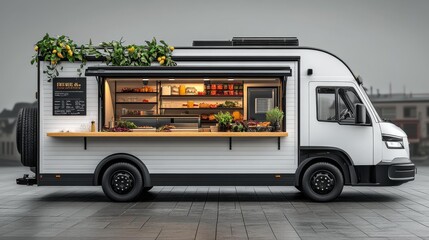 Mobile food truck with fresh ingredients Generative AI