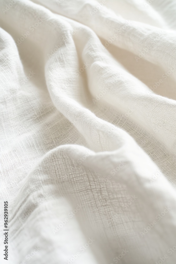 Fototapete close-up of white fabric with subtle texture, slightly wrinkled appearance. central focus on plain c