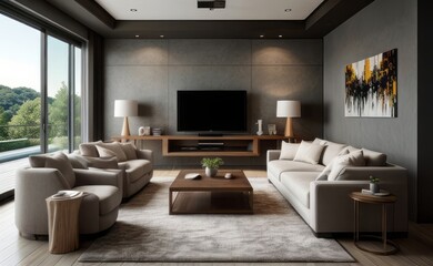 Fototapeta premium Modern luxury living room interior design