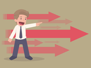 Businessman company success moving forward, challenge or growth to progress illustrator vector