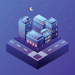 Gradient Isometric Building Urban Illustration