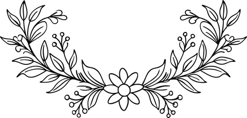 Floral Dividers with Branches and Leaves - Hand Drawn Vector illustration.