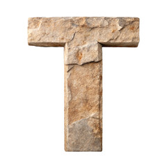 Bold stone letter "T" with a cracked, weathered texture. Perfect for adding a rugged, industrial feel to outdoor or earth-themed design projects.