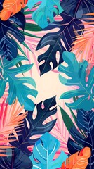 Modern tropical background. Jungle plants nature backdrop. colorful Summer palm leaves wallpaper