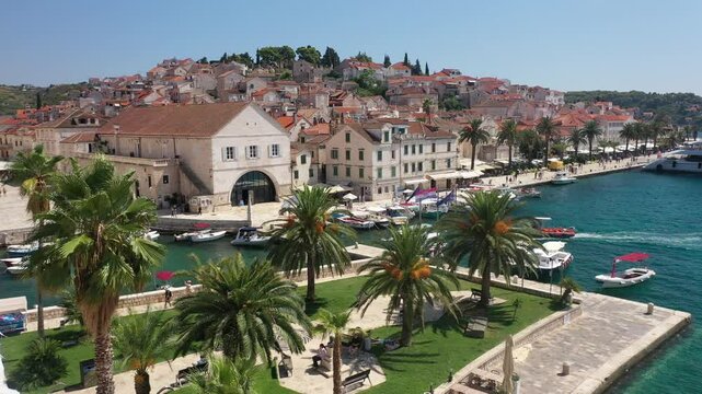 Park with Palm Trees and Arsenal View, Hvar, Croatia