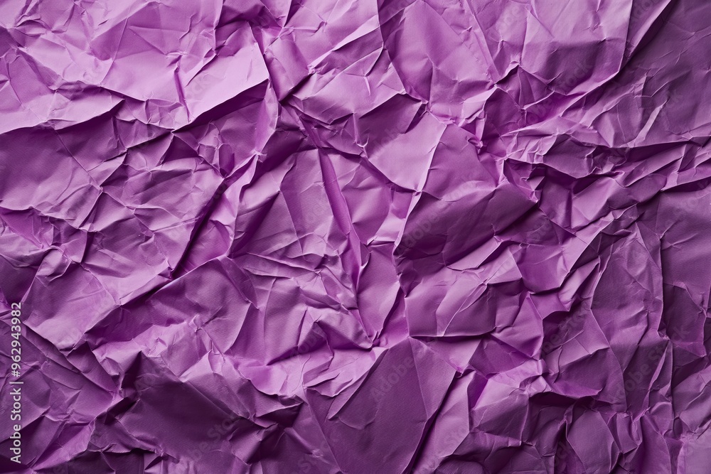 Poster purple crumpled paper texture with curved edges. close-up view of folded and creased surface. solid 