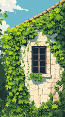 A glimpse of a forgotten past: A weathered stone building reclaimed by nature, with a single window offering a peek into its history.