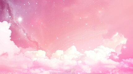 Fototapeta premium : A pink dreamy sky background that presents a soft and enchanting visual. The pink hues blend together seamlessly, creating a romantic and peaceful atmosphere. The sky seems to stretch out infinitely
