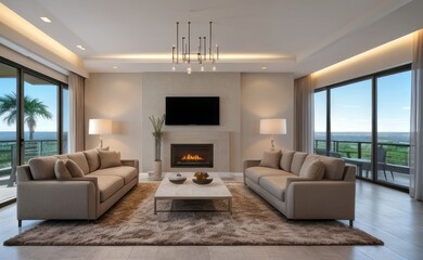 Fototapeta premium Modern luxury living room interior design