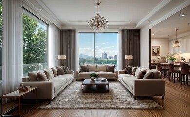 Fototapeta premium Modern luxury living room interior design