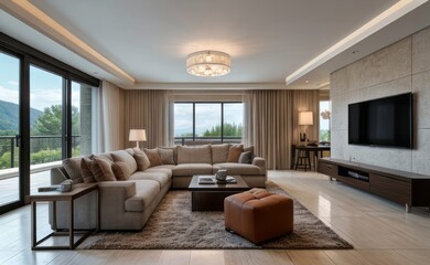 Fototapeta premium Modern luxury living room interior design