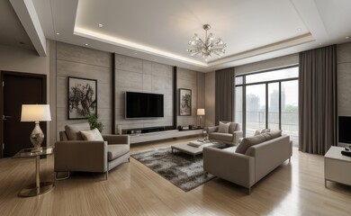 Fototapeta premium Modern luxury living room interior design