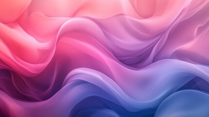 Obraz premium A modern abstract scene of rippling layers in pastel pink, blue, and purple, with soft lighting and gradients
