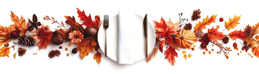 Fototapeta premium Thanksgiving napkin ring clipart, table decor element, watercolor illustration, defined edges, autumnthemed napkin holder, isolated on white background