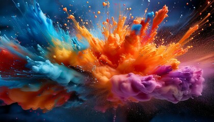 Obraz premium colorful paint explosion, AI generated