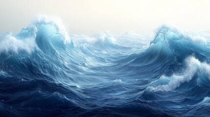 Blue Ocean Waves in Motion Generative AI